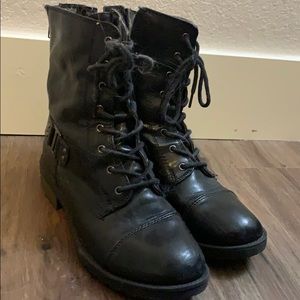 Black combat boots